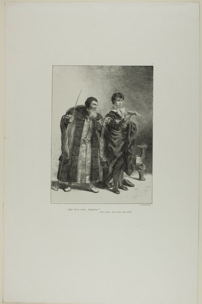 Polonius a Hamlet, deska 4 z Hamleta od Eugène Delacroix