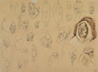 Studie arabských hlav a postav, po roce 1832. od Eugène Delacroix