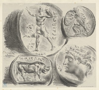 Studie o čtyřech řeckých mincích, 1825., 1825. od Eugène Delacroix