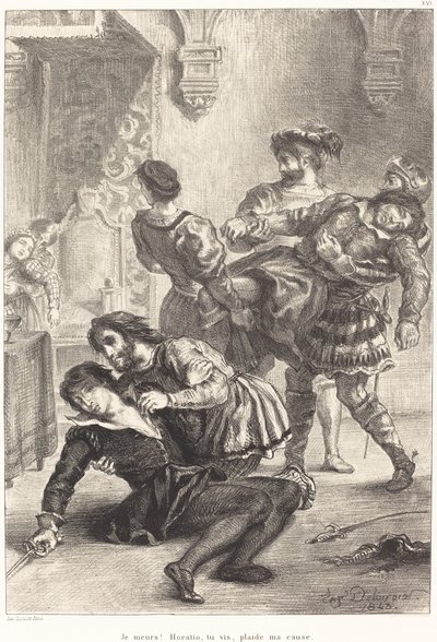 Smrt Hamleta (V. dějství, scéna II) od Eugène Delacroix