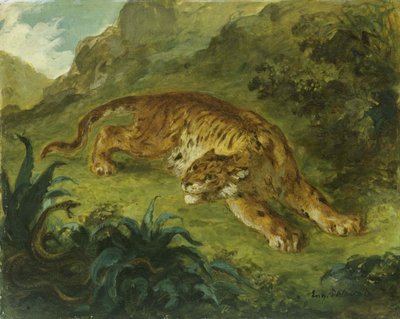 Tygr a had, 1854-1858. od Eugène Delacroix