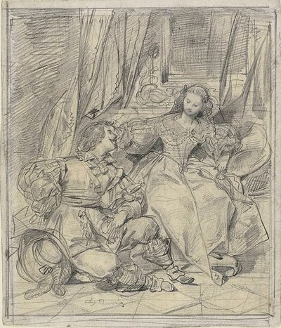 Dáma a kavalír od Eugène François Marie Joseph Devéria