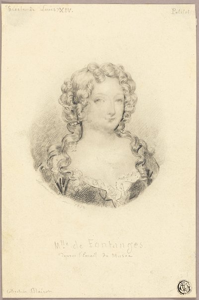Medailonový portrét slečny de Fontanges od Eugène François Marie Joseph Devéria