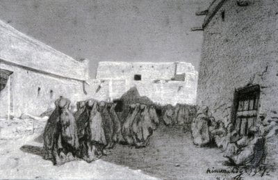 Průvod ve vesnici v Sahelu od Eugène Fromentin