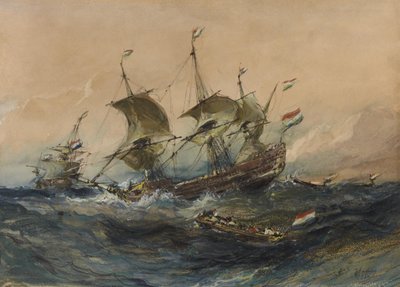 Holandské lodě v bouři od Eugene Isabey