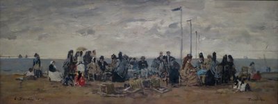 Kotava: "Piludafa nakila, Trouville (3) (trutca ke Boudin)"
Francouzsky: Trouville. Scéna na pláži od Eugene Louis Boudin