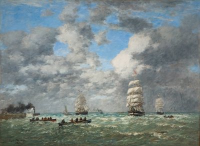 Opuštění přístavu Le Havre / Lodní doprava (Le Havre, sortie du port) od Eugene Louis Boudin