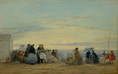 Na pláži, západ slunce od Eugene Louis Boudin