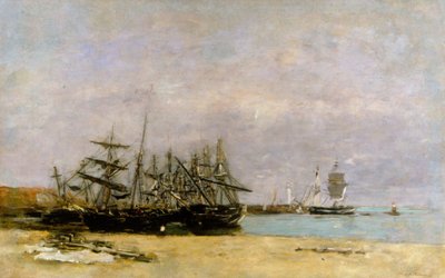 Portrieux - Uvízlé lodě od Eugene Louis Boudin