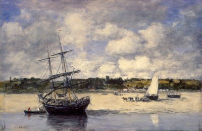 Portrieux - Pobřeží při odlivu a přílivu od Eugene Louis Boudin