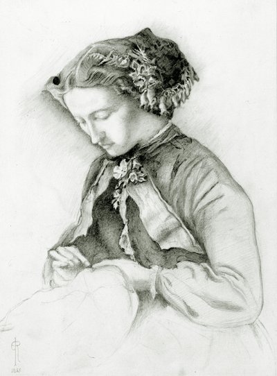 Portrét Effie s náprstníky ve vlasech (The Foxglove) 1853 od Euphemia Ruskin