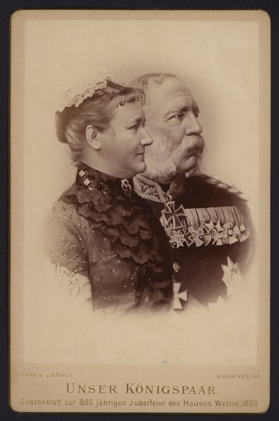 Portrét, Albert, král Saska, a jeho manželka, bývalá princezna Carola Švédská (černobílá fotografie) od European Photographer