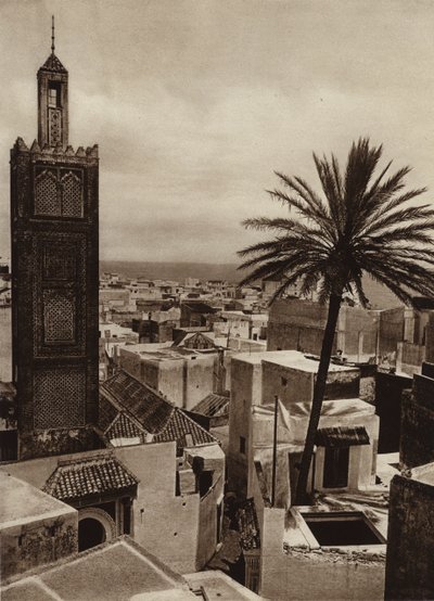 Tanger, Pohled na město s mešitou Aissaula (čb fotografie) od European Photographer