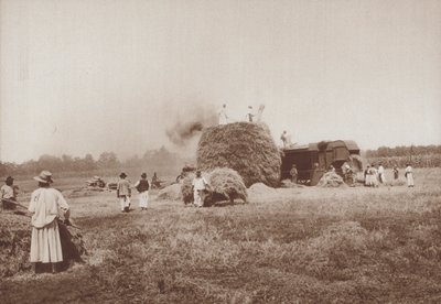 Mlácení pšenice na Alfoldu, maďarské pláně (č/b foto) od European Photographer