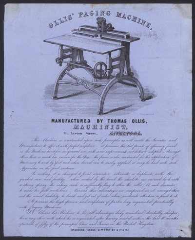 Reklama na Ollisův stránkovací stroj (litho) od European School