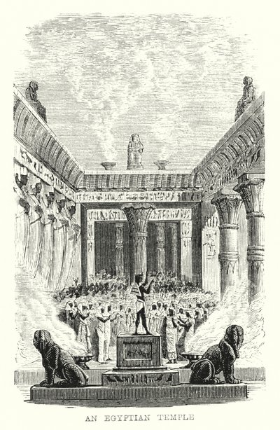 Egyptský chrám (rytina) od European School
