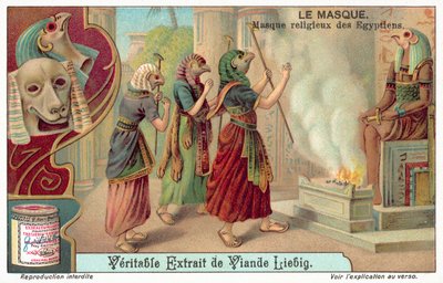 Starověké egyptské náboženské masky (chromolitho) od European School