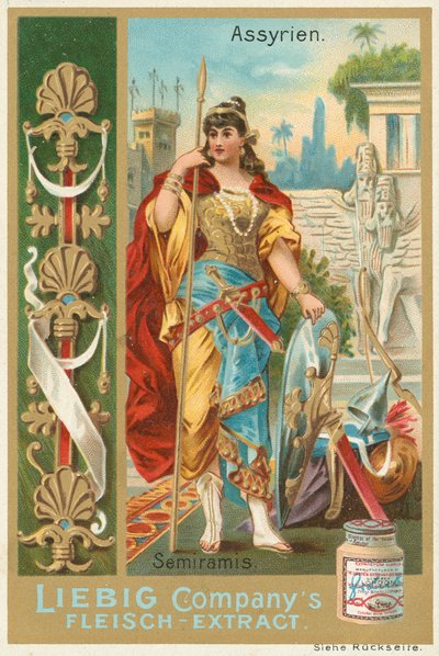 Asýrie, Semiramis, Liebigova karta, počátek 20. století (chromo) od European School