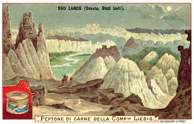 Badlands, Jižní Dakota, USA (chromolitho) od European School