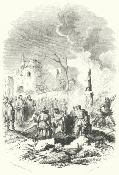 Baldwin V, hrabě z Hainaut, obnovuje pořádek v zemích svého otce (rytina) od European School