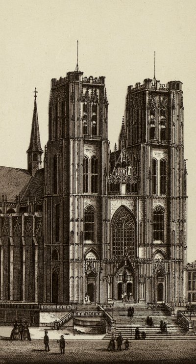 Brusel/Brusel: Kostel Saints Michel a Gudule (litho) od European School