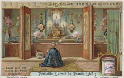 Buddhistický mnich v pagodě císařského paláce, Čína od European School