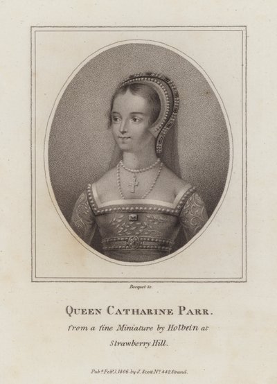 Catherine Parr, šestá manželka krále Jindřicha VIII (rytina) od European School