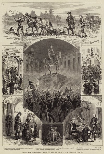 Oslava stého výročí císaře Josefa II ve Vídni (rytina) od European School