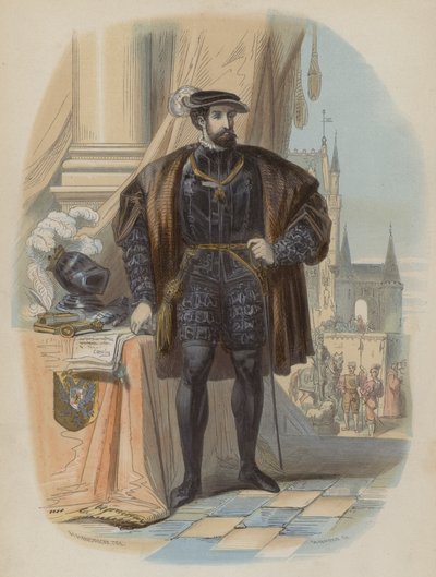 Karel V., císař Svaté říše římské (barevná rytina) od European School