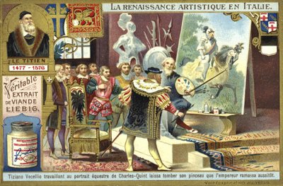 Charles V zvedl štětec Titánů poté, co jej upustil při práci na jezdeckém portrétu císaře od European School