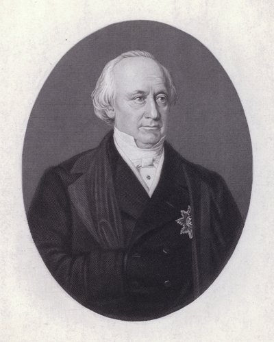 Christian Karl Josias von Bunsen, německý diplomat a učenec (rytina) od European School