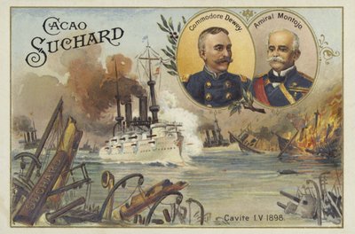 Komodor George Dewey a admirál Patricio Montojo, bitva u Manilského zálivu, španělsko-americká válka, 1. května 1898 od European School