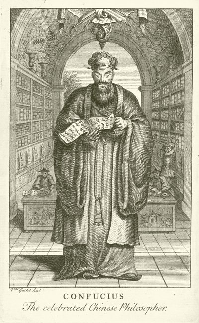 Konfucius, slavný čínský filozof (rytina) od European School