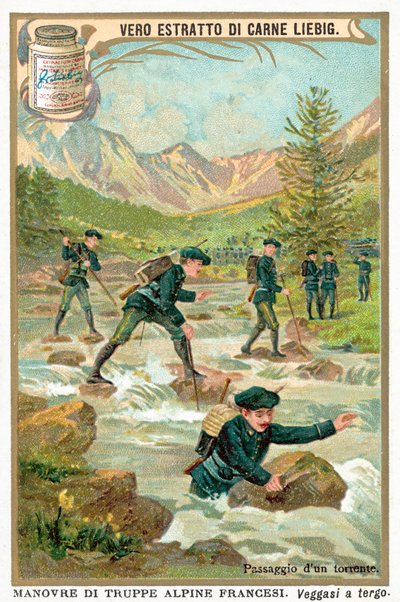 Přechod přes horskou bystřinu (chromolitho) od European School