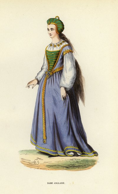 Dame Anglaise (barevná rytina) od European School