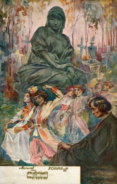 Tanec na Mazurku od Frederica Chopina (barevná litografie) od European School