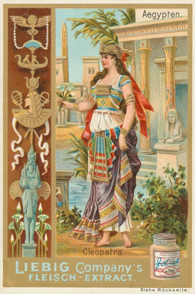 Egypt, Kleopatra, Liebigova karta, počátek 20. století (chromo) od European School