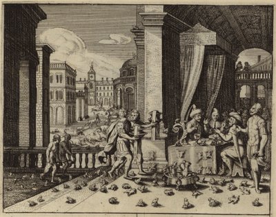 Egypt sužovaný morem žab (rytina) od European School