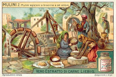Egyptské ruční a vodní mlýny (chromolitho) od European School
