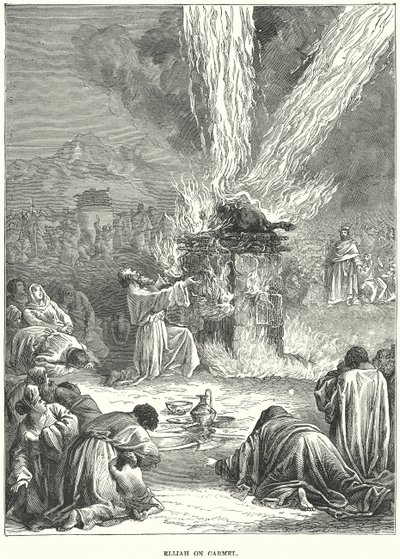 Eliáš na Karmelu (rytina) od European School