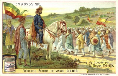 Císař Menelik II z Etiopie kontroluje jednotky od European School