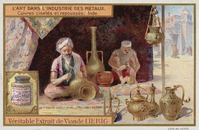 Rytá a opracovaná měď, Indie (chromolitho) od European School