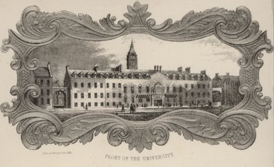 Přední část univerzity, Glasgow, Skotsko od European School