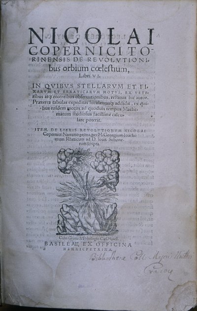 Frontispis z druhého vydání De Revolutionibus Orbium Coelestium od Mikuláše Koperníka (tištěná kniha) od European School