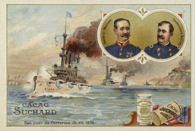 Generál Manuel Macias a komodor Winfield Scott Schley, San Juan de Puerto Rico, španělsko-americká válka, 13. července 1898 od European School
