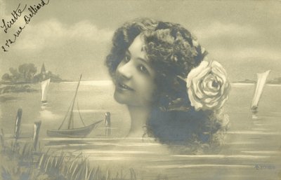 Dívka s růží ve vlasech (čb fotografie) od European School