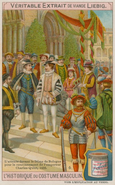 Hosté čekající před katedrálou v Bologni při korunovaci císaře Karla V. v roce 1536 od European School