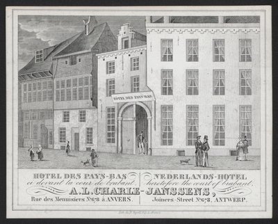Hotel Des Pays Bas, Nederlands Hotel, A L Charle-Janssens, Antverpy, Antverpy (rytina) od European School