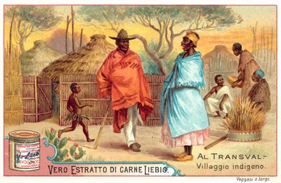 Domorodá vesnice v Transvaalu (chromolitho) od European School