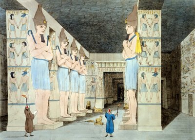 Interiér Ramesesova chrámu v Abu Simbel (barevný lept) od European School